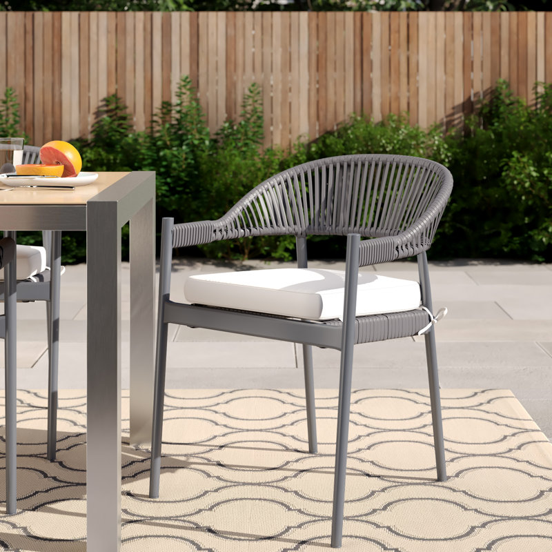 Foundstone™ Harmony Rope Stacking Patio Dining Chair with Cushion Wayfair